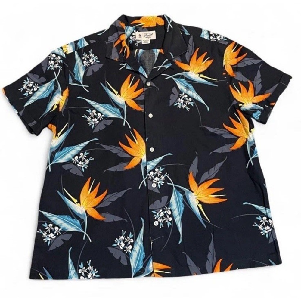 Penguin Munsingwear Black Birds Of Paradise Men's Button Down Shirt XL